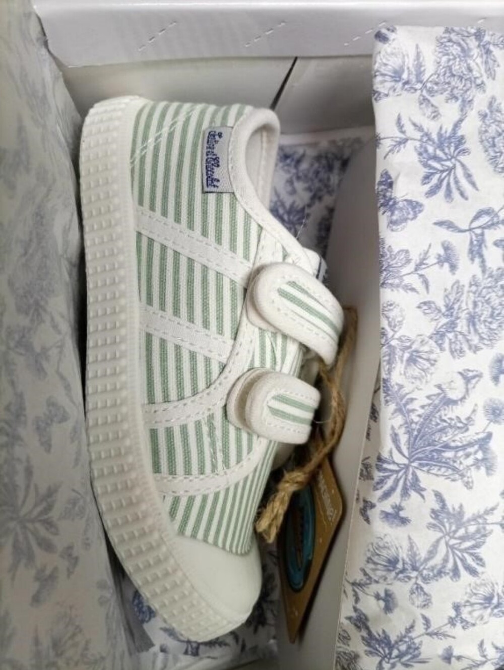 Tartine et Chocolat 14 Easy Print canvas sneakers Green stripe Size 28 EU 11 US